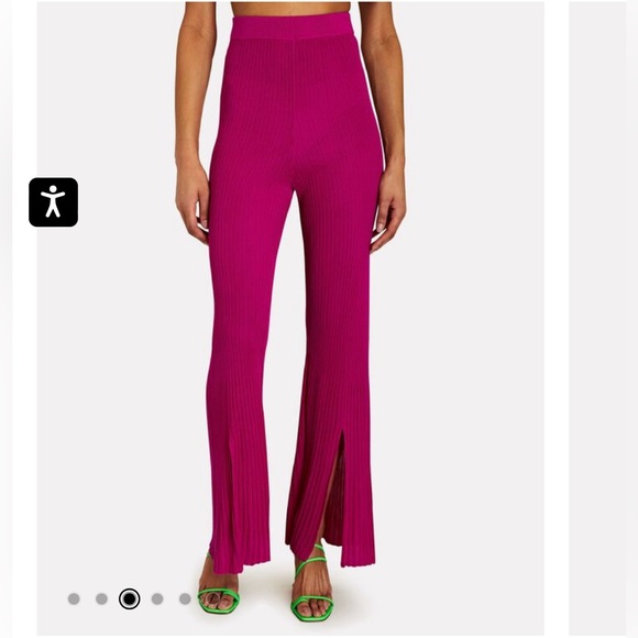 CULT GAIA Dalia Rib Knit Flared Pants Medium Pink Fairycore split hem pant Rush - Picture 2 of 11